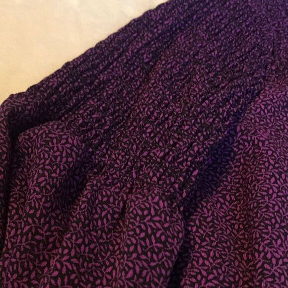 Michael Kors Purple & Black Gathered Bodice Blouse - Picture 6 of 15